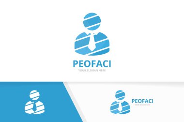 Vektör adam logo bileşimi. İnsanlar simge veya simge. Benzersiz insan logo tasarım şablonu.