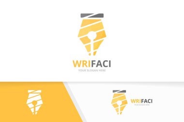 Vektör kalem logo bileşimi. Simge veya simgesini yazın. Benzersiz Hukuk logo tasarım şablonu.