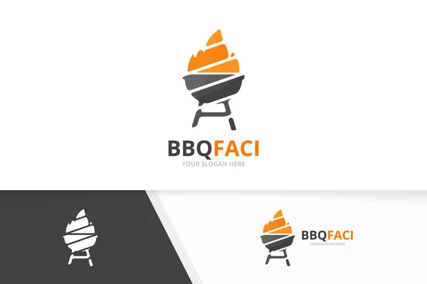 Vector bbq combinação logotipo. Símbolo de grelha ou ícone. Modelo exclusivo de design de logótipo de churrasco . — Vetor de Stock