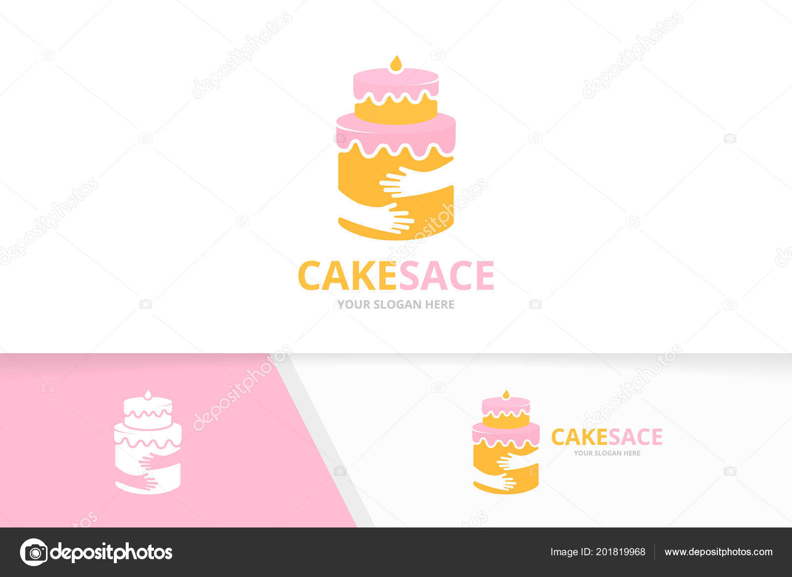 Vector Cake And Hands Logo Combination Pie And Hug Symbol Or Icon