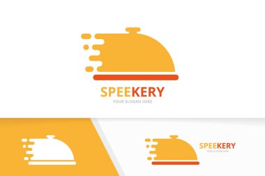 Vektör hızlı yemek logo bileşimi. Hız plaka sembol veya simge. Benzersiz mutfak ve hızlı logo tasarım şablonu.