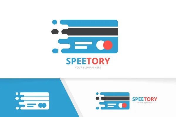 Vector snel creditcard logo combinatie. Snelheidssymbool cadeau of pictogram. Unieke korting en snelle logo ontwerpsjabloon. — Stockvector