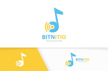 Vektör Not ve wifi logo bileşimi. Müzik ve sinyal simge veya simge. Benzersiz ses ve radyo logo tasarım şablonu.