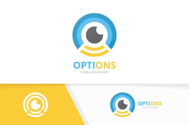 Vektör göz ve wifi logo bileşimi. Optik ve sinyal simge veya simge. Benzersiz vizyon ve radyo logo tasarım şablonu.