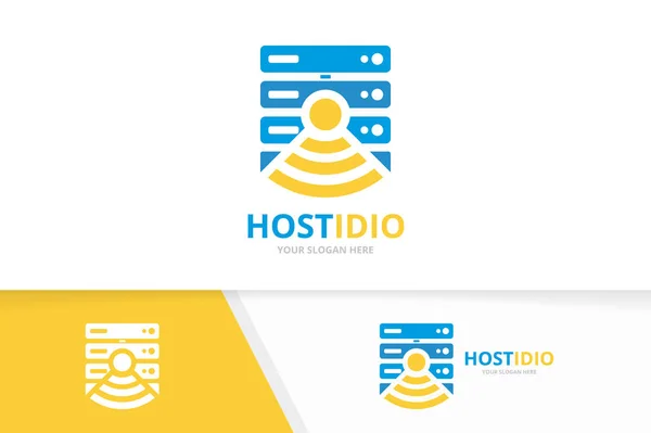 Vektor-Host und Wifi-Logo Kombination. Server und Signalsymbol oder -symbol. einzigartige Daten und Design-Vorlage für Funklogos. — Stockvektor