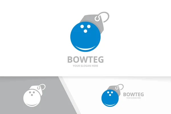 Vector bowling en tag logo-combinatie. Spel en shop symbool of pictogram. Unieke kegling en label logo ontwerpsjabloon. — Stockvector