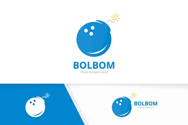 Vector bowling en bom logo-combinatie. Spel en ontploffen symbool of pictogram. Unieke kegling en wapen logo ontwerpsjabloon. — Stockvector