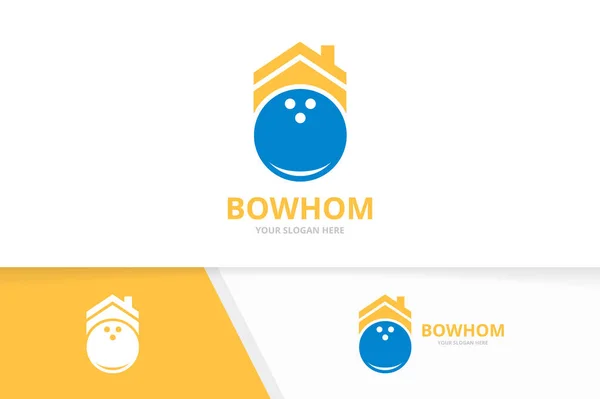 Vector bowling en onroerend goed logo-combinatie. Spel en huis symbool of pictogram. Unieke kegling en huur logo ontwerpsjabloon. — Stockvector