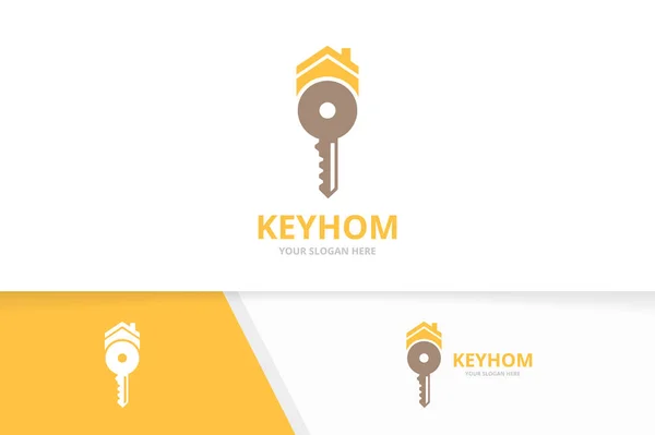 Vector logo-combinatie van sleutel en onroerend goed. Lock en huis symbool of pictogram. Unieke woning en huur logo ontwerpsjabloon. — Stockvector
