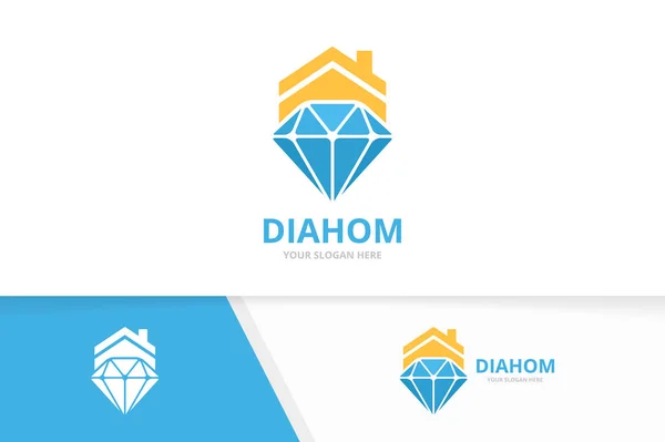 Combinazione di diamanti vettoriali e logo immobiliare. Gioielli e casa simbolo o icona. Modello di design unico per gemma e logotipo in affitto . — Vettoriale Stock
