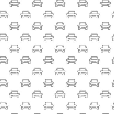 Basit araba, otomobil Dikişsiz desen çeşitli simgeler ve semboller üzerinde beyaz arka plan düz vektör çizim ile