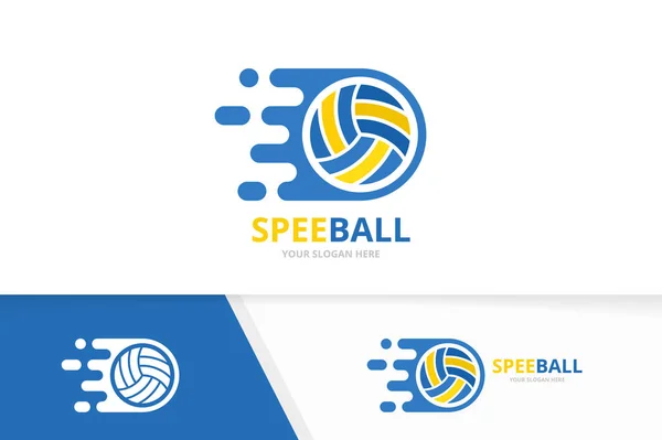 Vector combinación de logotipo de voleibol rápido. Símbolo de velocidad o icono. Plantilla de diseño de bola única y logotipo rápido . — Vector de stock
