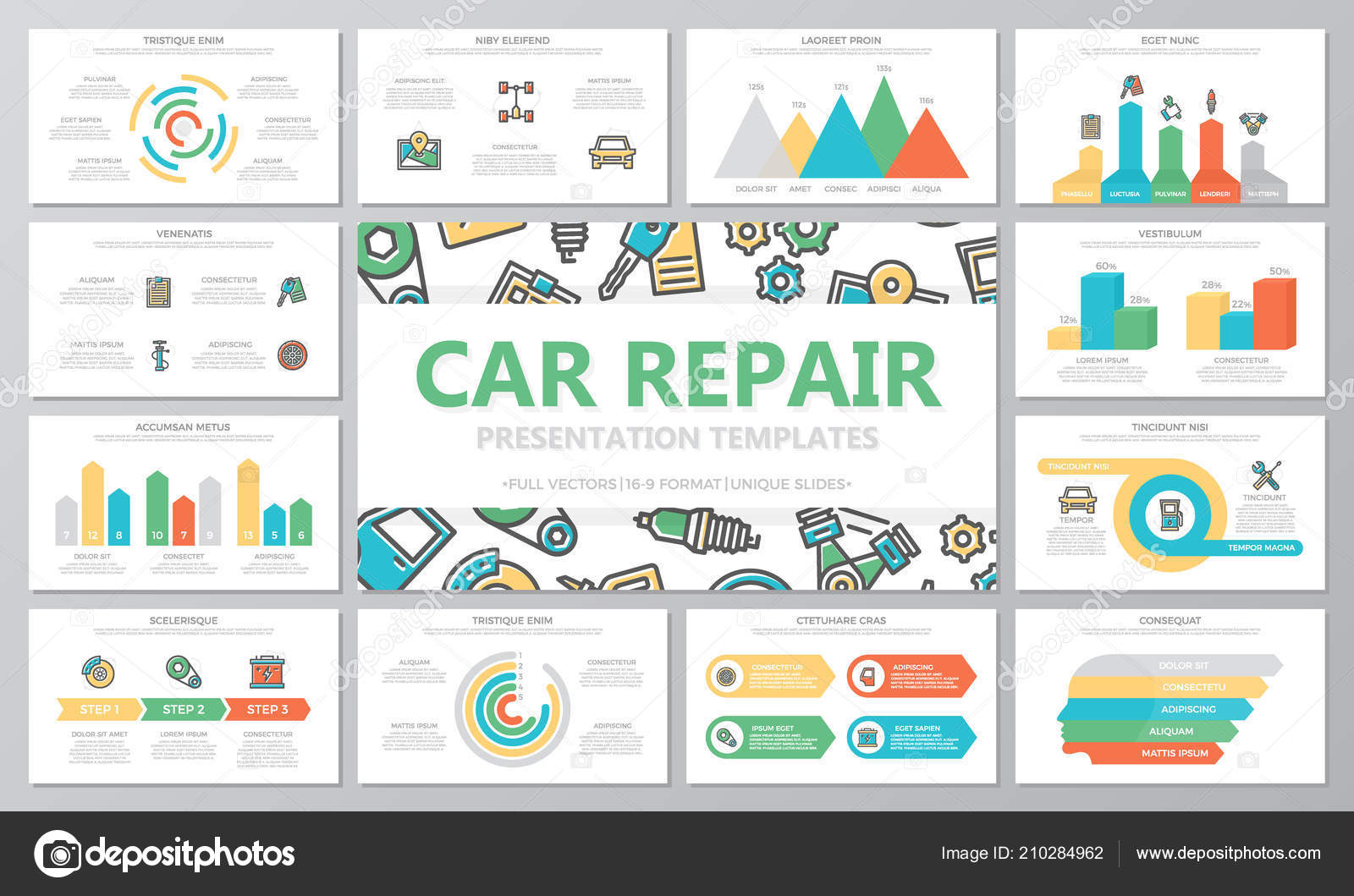 Servicio de coches y reparación de automóviles plantillas de