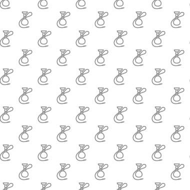 Çeşitli simgeler ve semboller üzerinde düz beyaz arka plan illüstrasyon ile benzersiz dijital nargile seamless modeli