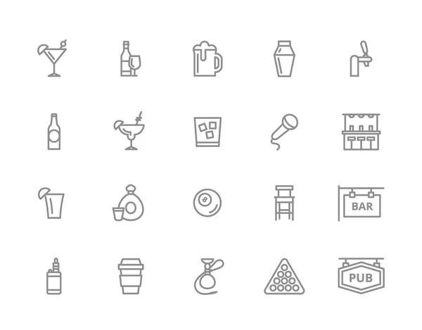 Set of alcohol and bar, night club line icons. Cocktail, wine, beer, cup, tequila, cognac, whiskey, shaker, whisky, karaoke, vape, shot, tap, billiard, hookah and more. Editable Stroke. — Stock Image Set of alcohol and bar, night club line icons. Cocktail, wine, beer, cup, tequila, cognac, whiskey, shaker, whisky, karaoke, vape, shot, tap, billiard, hookah and more. Editable Stroke. Royalty Free Stock Images