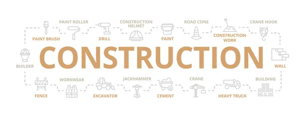 Construction thin line banner for design concept. Illustration for presentations on white background — Stock Photo, Image