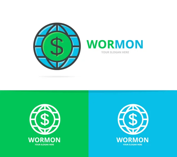 Kombinacja logo świata i Dolar. Unikalny szablon projektu logotypu glob i bank. — Zdjęcie stockowe