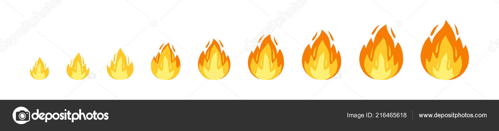 Vector fire sprites illustration for animation frames. Use in game