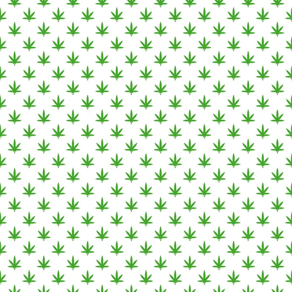 Eenvoudige marihuanablad, hennep, cannabis patroon met verschillende pictogrammen en symbolen op witte achtergrond platte vectorillustratie — Stockvector