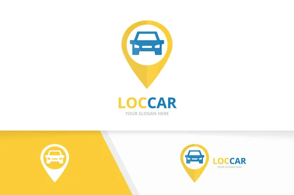 Vector carro e mapa ponteiro combinação logotipo. Veículo e GPS localizador símbolo ou ícone. Modelo de design exclusivo de logotipo de automóvel e pino . — Vetor de Stock