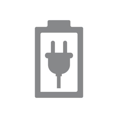 Vektör pil simgesi. Akü kablosu sembolü resimde beyaz arka plan üzerinde şarj ile.