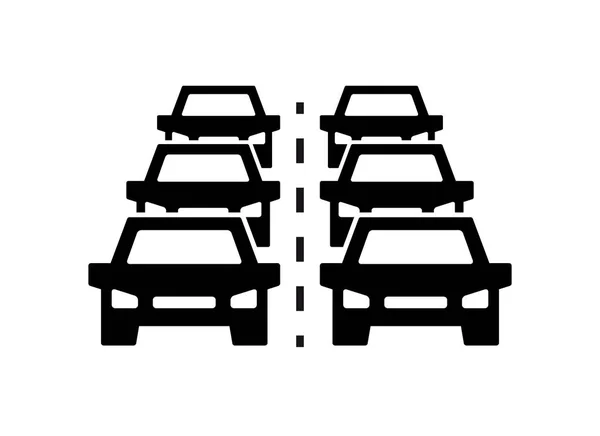 Auto verkeer jam pictogram, symbool en teken vectorillustratie op witte achtergrond. — Stockvector