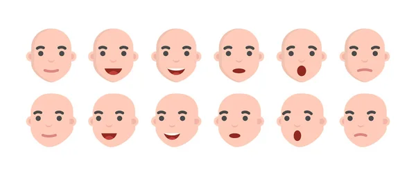 Set of male emoji characters. Emotion icons in cartoon style . Mens avatars with different facial expressions. — Stock Photo, Image