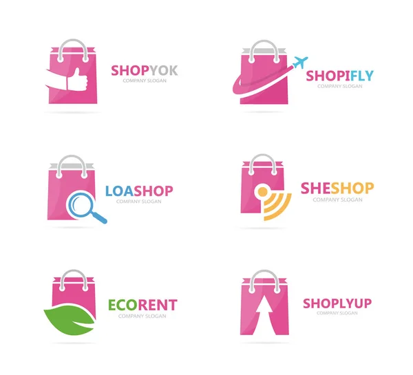 Set von Shop-Logo-Kombination. Deal und Retail-Symbol oder -Symbol. einzigartige Vorlage für Verkauf und Design des Logos der Tasche. — Stockfoto