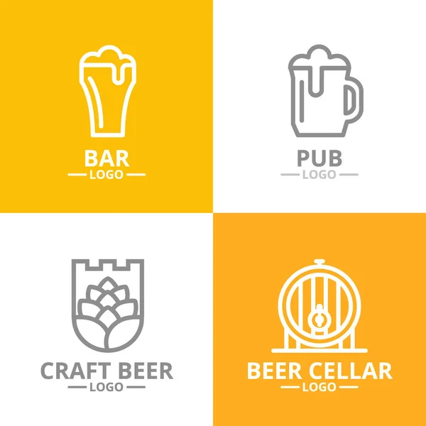 Set di birra e alcol, logo luppolo, botte o insegne, emblemi, etichette e badge . — Foto Stock