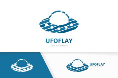 Vektör Ufo logo bileşimi. Uzay gemisi simge veya simge. Benzersiz uzaylı logo tasarım şablonu.