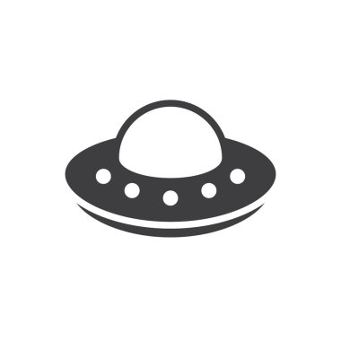 Basit Ufo simgesi. Vektör çizim tasarım uzay gemisi, uzaylı sembolü ve işareti. Beyaz arka plan üzerinde izole
