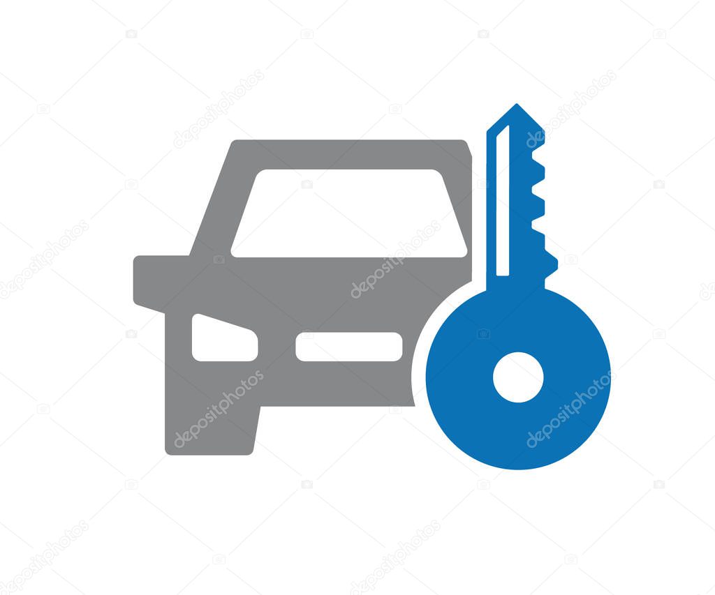 Vector illustration flat design of key car icon. Automobile alarm system symbol and sign