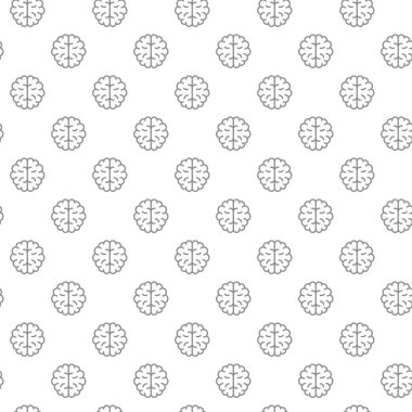 Çeşitli simgeler ve semboller üzerinde düz beyaz arka plan illüstrasyon ile benzersiz beyin seamless modeli