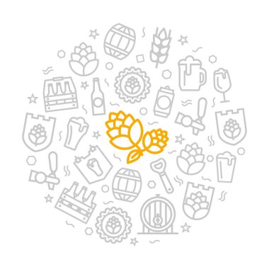 Bira ince çizgiyi daire tasarım kavramı simgeler. Resimde beyaz zemin üzerine sunumlar için