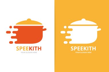 Vektör hızlı pot logo bileşimi. Hız mutfak simge veya simge. Benzersiz pan ve hızlı logo tasarım şablonu.