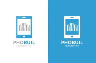 Vektör gökdelen ve telefon logo bileşimi. Ev ve mobil simge veya simge. Benzersiz Emlak ve aygıt logo tasarım şablonu.