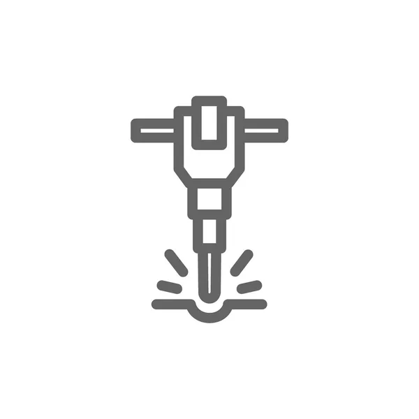 Icono de línea de martillo neumático simple. Diseño de ilustración de símbolos y signos. Aislado sobre fondo blanco — Foto de Stock