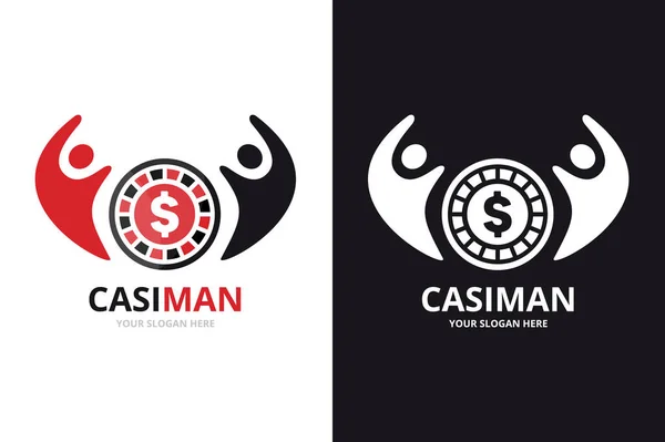 Vektor Casino und Menschen Logo Kombination. Chip und Familiensymbol oder -symbol. einzigartige Roulette-Spiel und Union, Hilfe, Verbindung, Team-Logo-Design-Vorlage. — Stockvektor