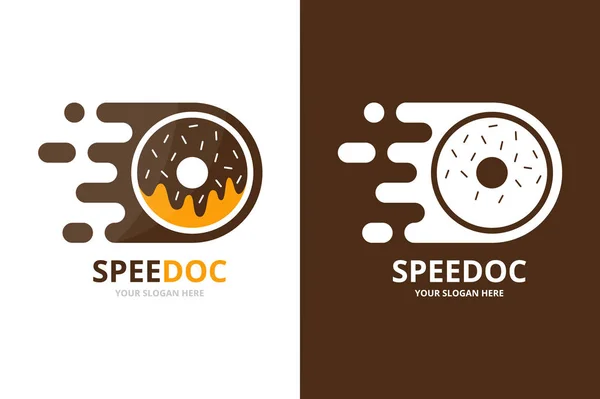 Векторная комбинация логотипа быстрого пончика. Символ или значок скоростного пончика. Уникальный шаблон дизайна пекарни и цифрового логотипа . — стоковый вектор