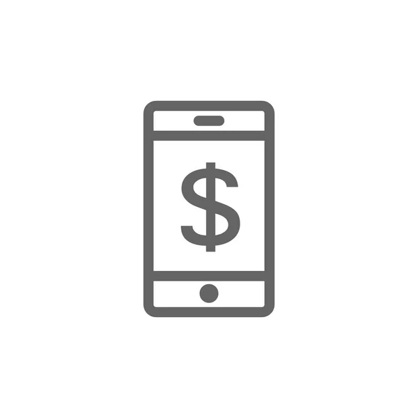 Ikonę linii proste banku mobilnych aplikacji. Symbol i znak projekt ilustracji. Na białym tle — Zdjęcie stockowe