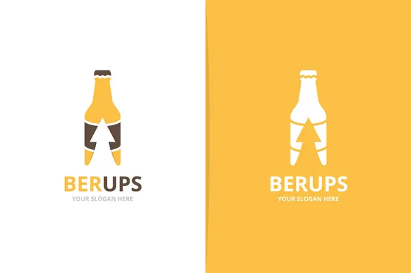 Botella vectorial y combinación de logotipo de flecha arriba. Cerveza y símbolo de crecimiento o icono. Plantilla única de diseño de alcohol y logotipos de carga . — Vector de stock