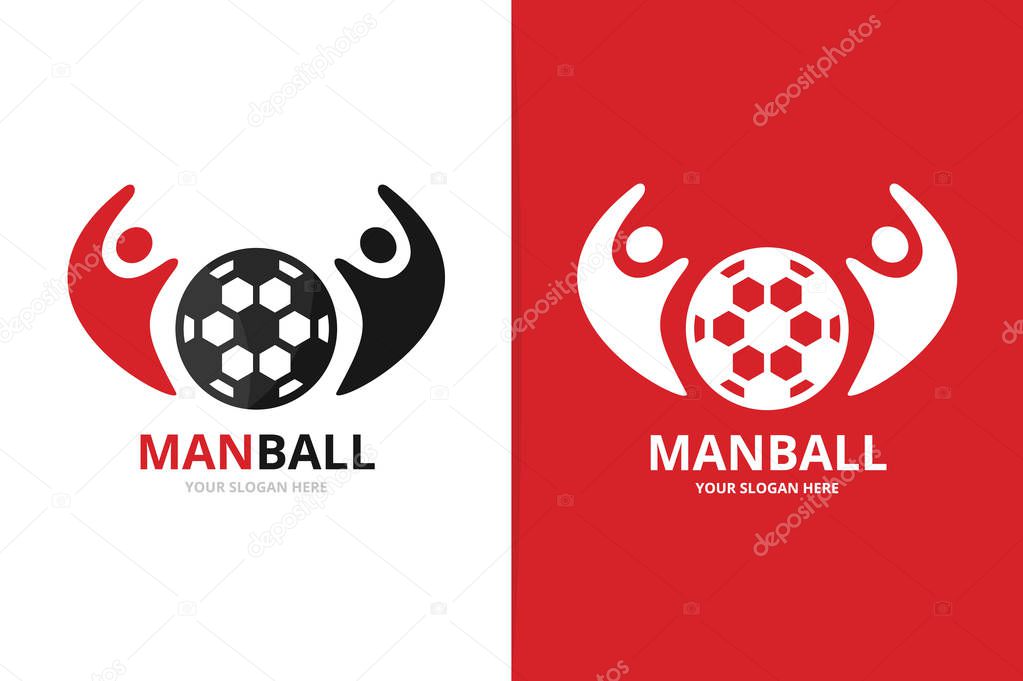 Vector soccer and people logo combination. Ball and family symbol or icon. Unique football and union, help, connect, team logotype design template.