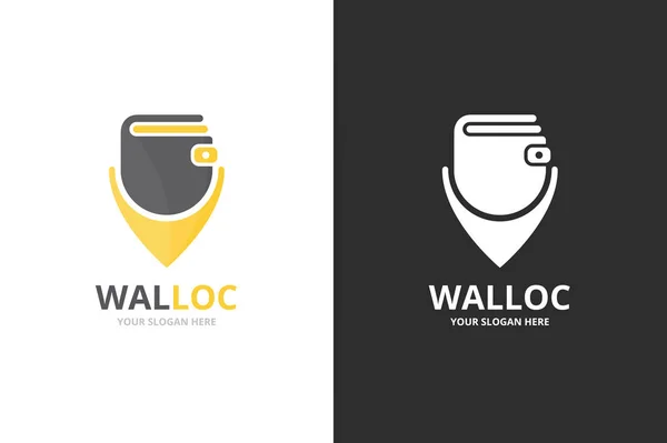 Wallet and map pointer logo combination. Unique finance and pin logotype design template. — Stock Vector