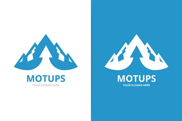 Βουνό και βέλος επάνω λογότυπο συνδυασμό. Μοναδικό πρότυπο σχέδιο λογότυπο hill και να ανεβάσετε. — Διανυσματικό Αρχείο