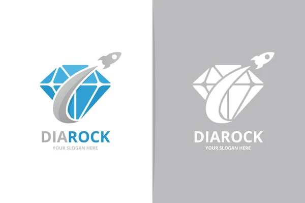 Diamant und Rakete Logo Kombination. einzigartige Schmuck- und Fluglogos-Design-Vorlage. — Stockvektor