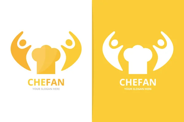 Chapéu Chef e combinação de logotipo de pessoas. Único cozinheiro e união, ajuda, conectar, modelo de design de logotipo da equipe . —  Vetores de Stock