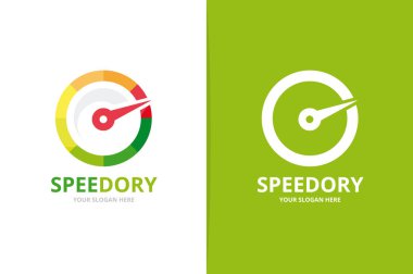 Vector speedometer logo combination. Unique speedo logotype design template. clipart
