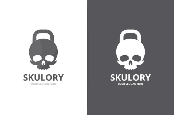 Vector sport en schedel logo-combinatie. Uniek fitness en hoofd logo ontwerpsjabloon. — Stockvector