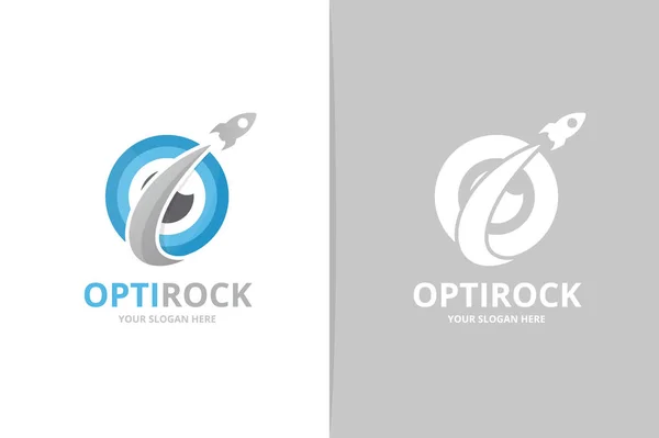 Vector Oog Raket Logo Combinatie Optiek Vliegtuig Symbool Pictogram Unieke — Stockvector