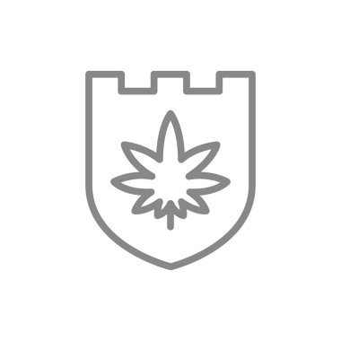 Esrar yaprağı ile Kalkan, tıbbi esrar hattı simgesi.